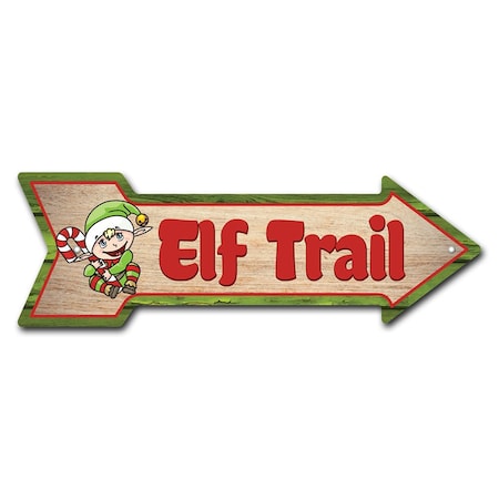 Signmission Elf Trail Arrow Sign Funny Home Decor 18in Wide P-ARROW-999881